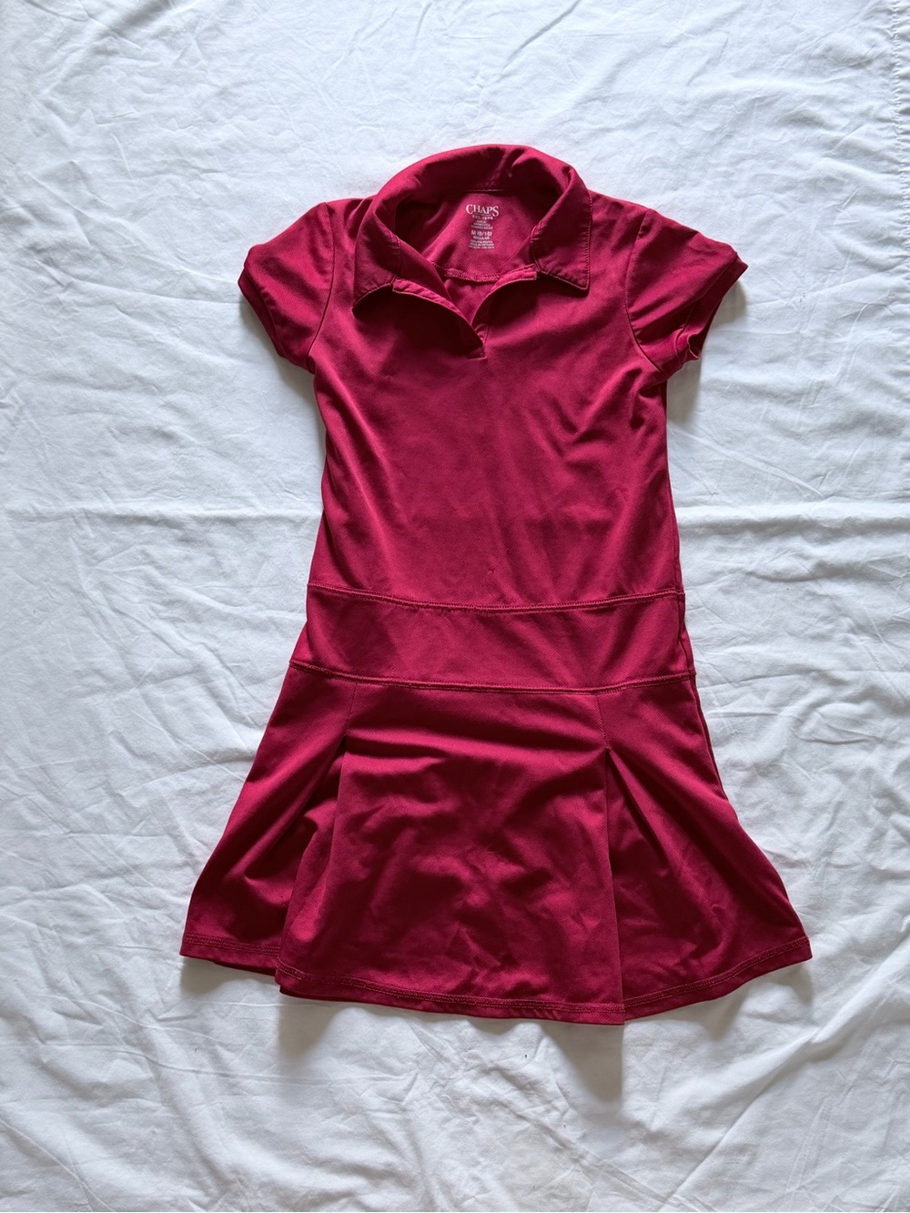 Chaps Girls Short Sleeve School Uniform Polo Dress, Size M (8/10)